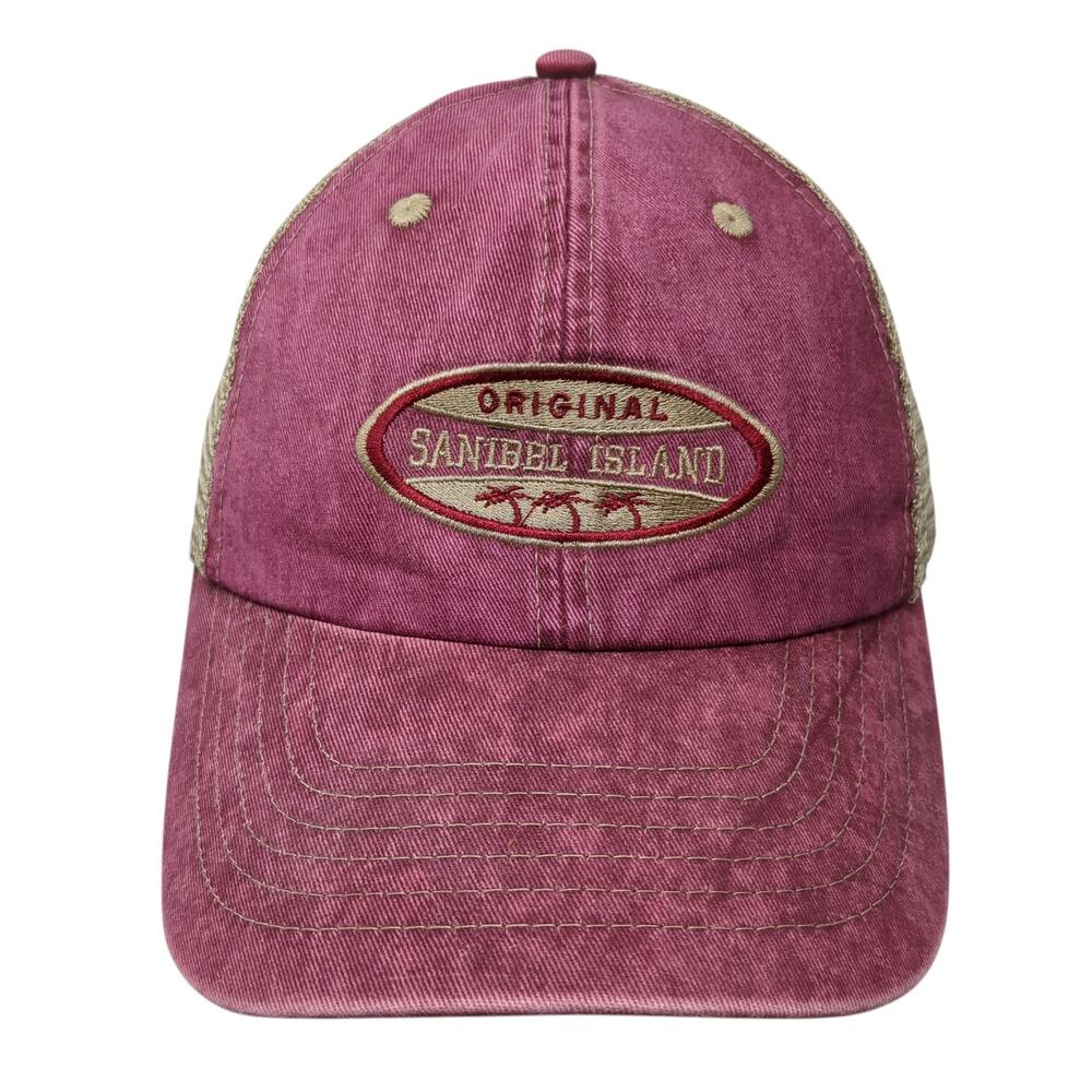 Original Sanibel Island Strapback Trucker Hat Red One Size Royal Resortwear